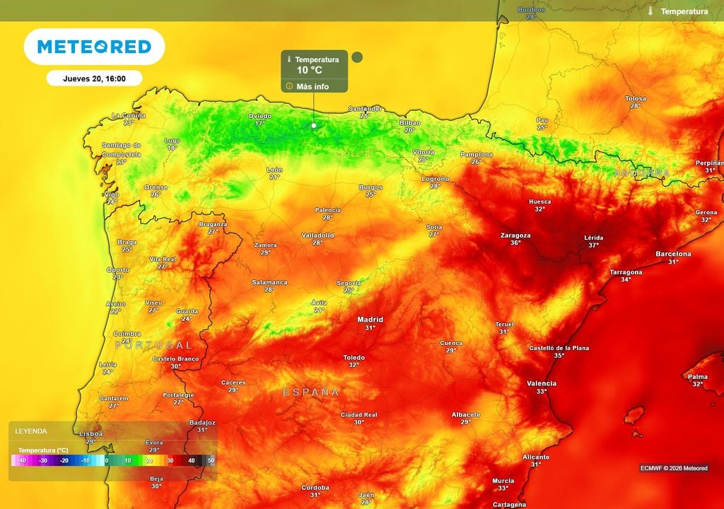 Las máximas quedarán incluso cercanas a los 10 ºC en áreas del extremo norte peninsular.