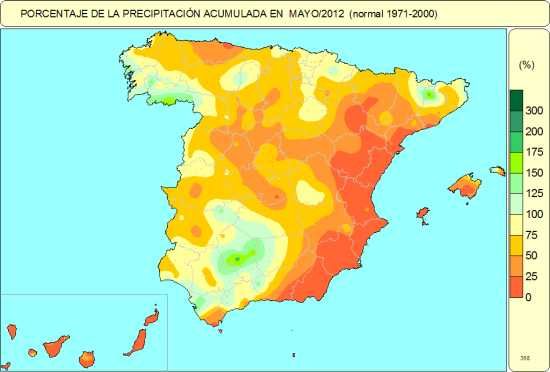 Mayo De 2012, Extremadamente Cálido Y Muy Seco Precipitación mayo 2012