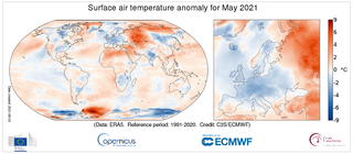 Mayo de 2021 a escala global: más cálido que la media