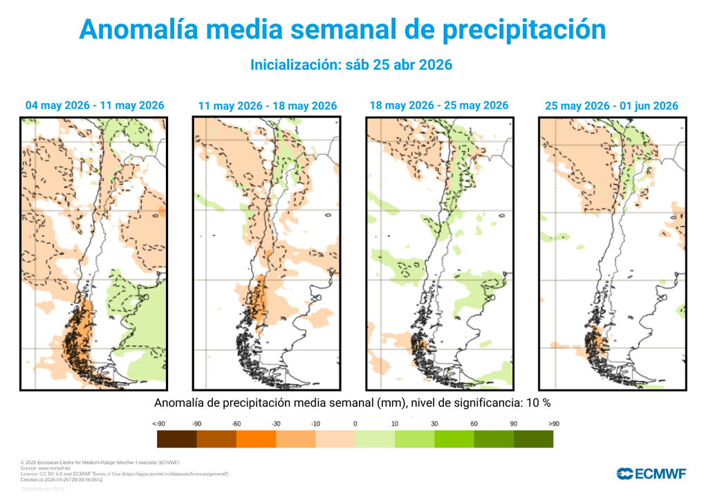 La zona norte se destaca con volúmenes sobre el promedio en el pronóstico para el mes de mayo.