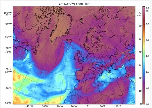 Producto MIMIC Total Precipitable Water.