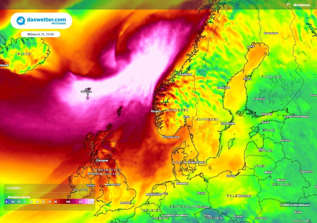 Ein Monstersturm trifft heute auf Nordeuropa. Was bedeutet das für unser Wetter in Deutschland?