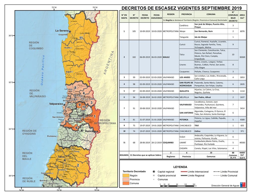 mapa decretos escasez hidrica chile septiembre 2019 mapa decretos escasez hidrica chile septiembre 2019