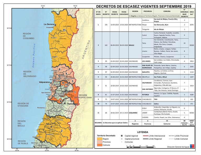 mapa decretos escasez hidrica chile septiembre 2019 mapa decretos escasez hidrica chile septiembre 2019
