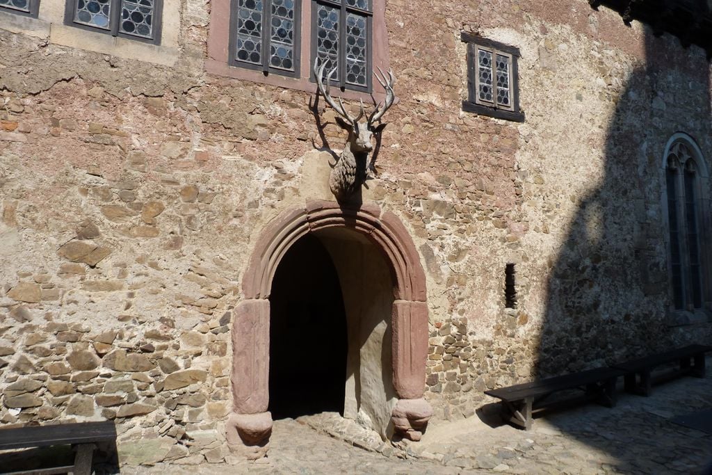 Falkenstein Hof Der Hirsch hat alles im Blick: Auch das Minnefest im Burghof. Foto: Adobe Stock
