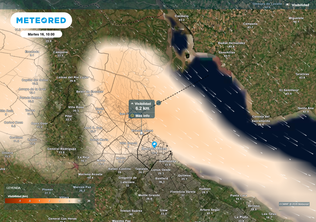 Visibilidad__Martes 16 10 Visibilidad según el modelo ECMWF para el martes 16 de Junio a las 10 h en Buenos Aires.