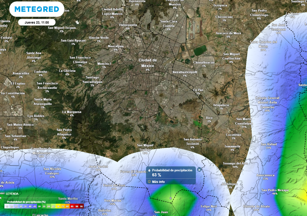 Habrá posibilidad de lluvia y tormenta en la parte altas del sur de la Ciudad de México, en el resto de la ciudad estará mayormente soleado.