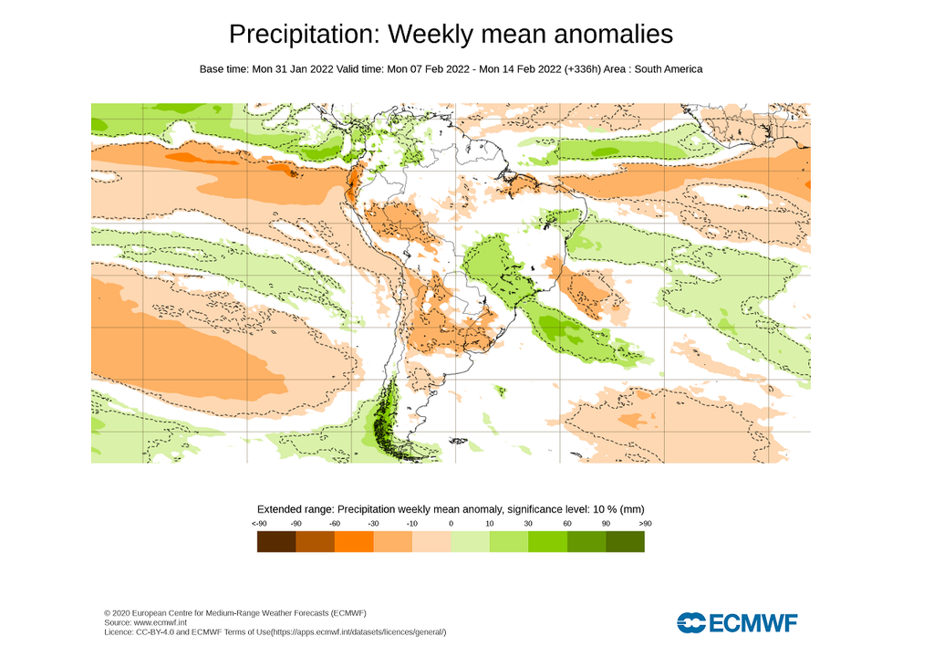 Anomalía de precipitación semanal