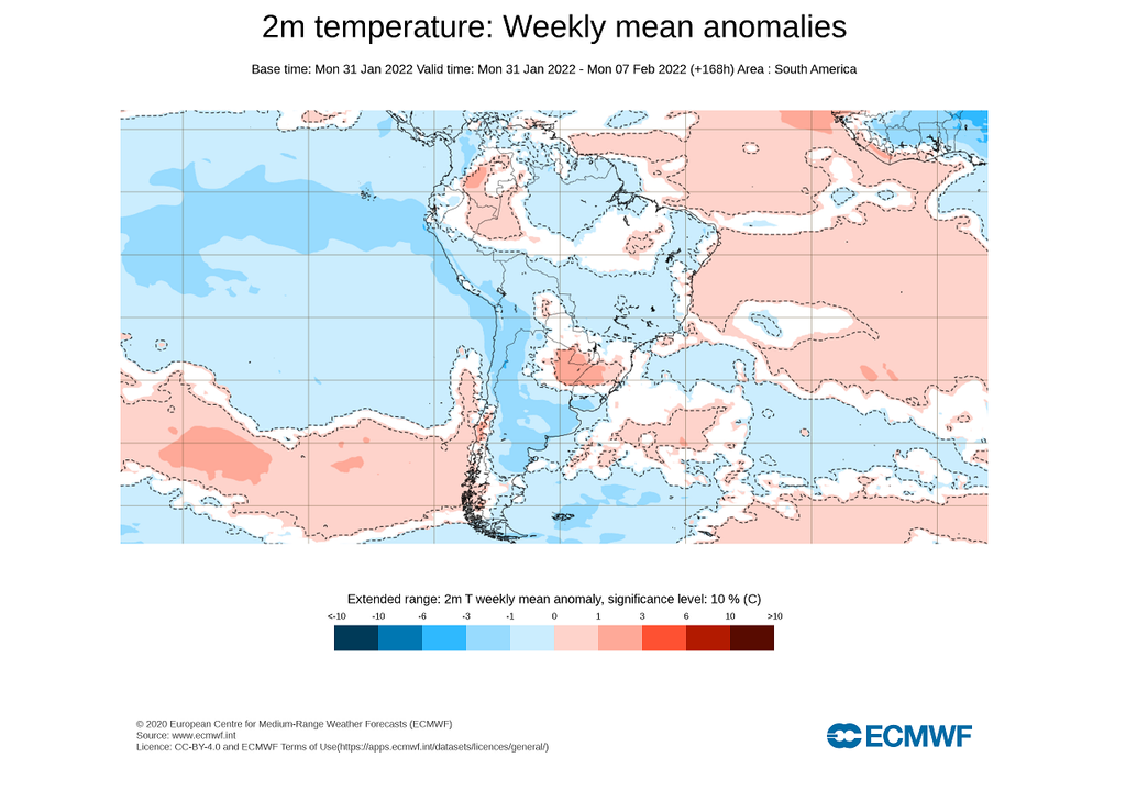 Anomalía semanal de temperatura