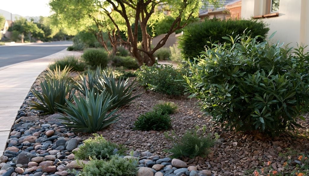 plantas En jardines secos o de bajo consumo de agua, las coberturas de piedra pueden combinarse con especies resistentes a la sequía y al calor.
