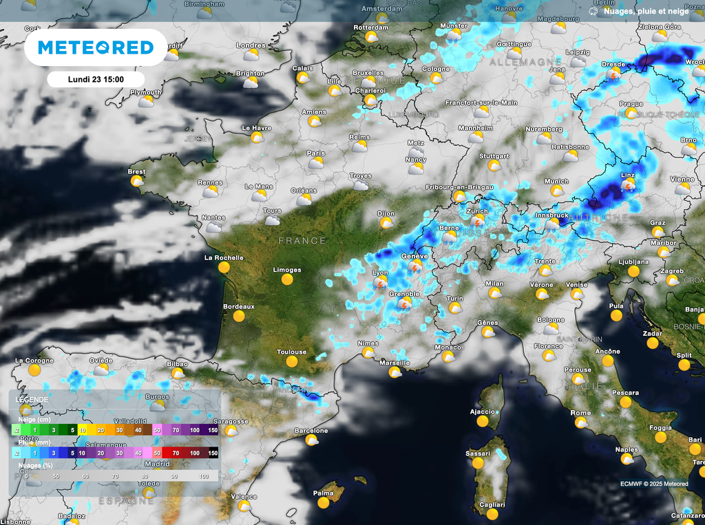 Court répit lundi sur la moitié nord alors qu'un risque d'orages se présentera en région Auvergne-Rhône-Alpes.