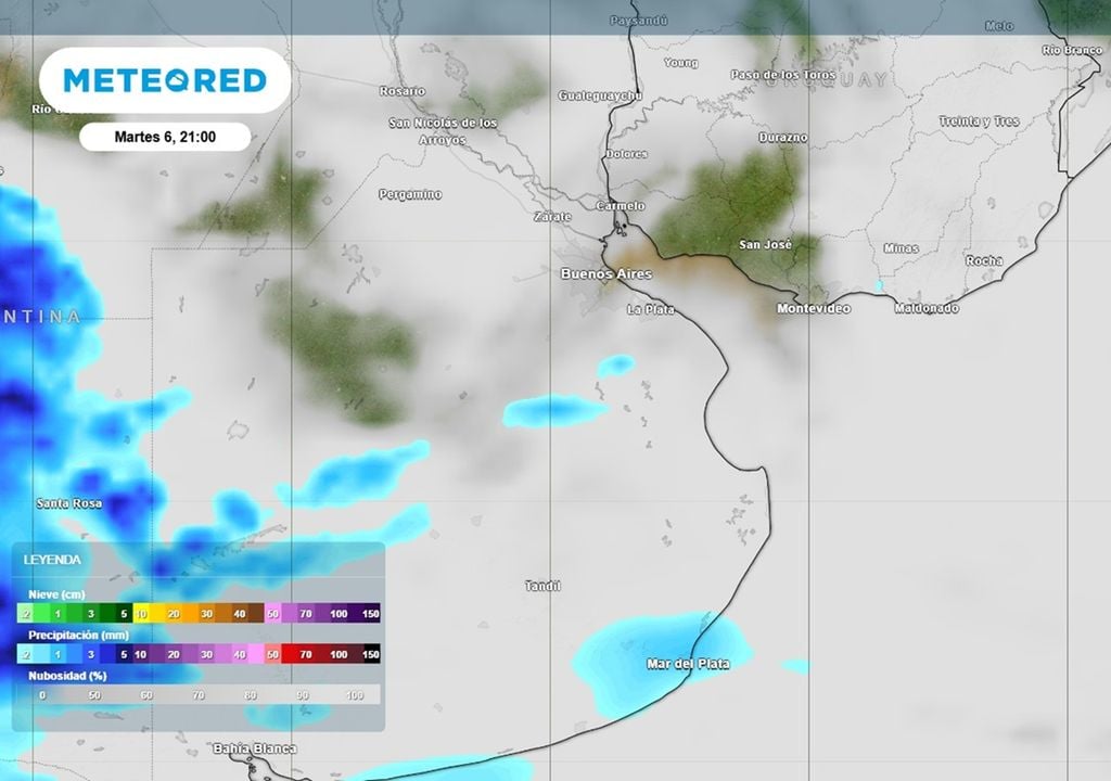 Noche del 6 de octubre algo inestable, con nubarrones, humedad relativa elevada y ráfagas del este. La probabilidad de algunas gotas muy dispersas en muy baja, pero no nula.