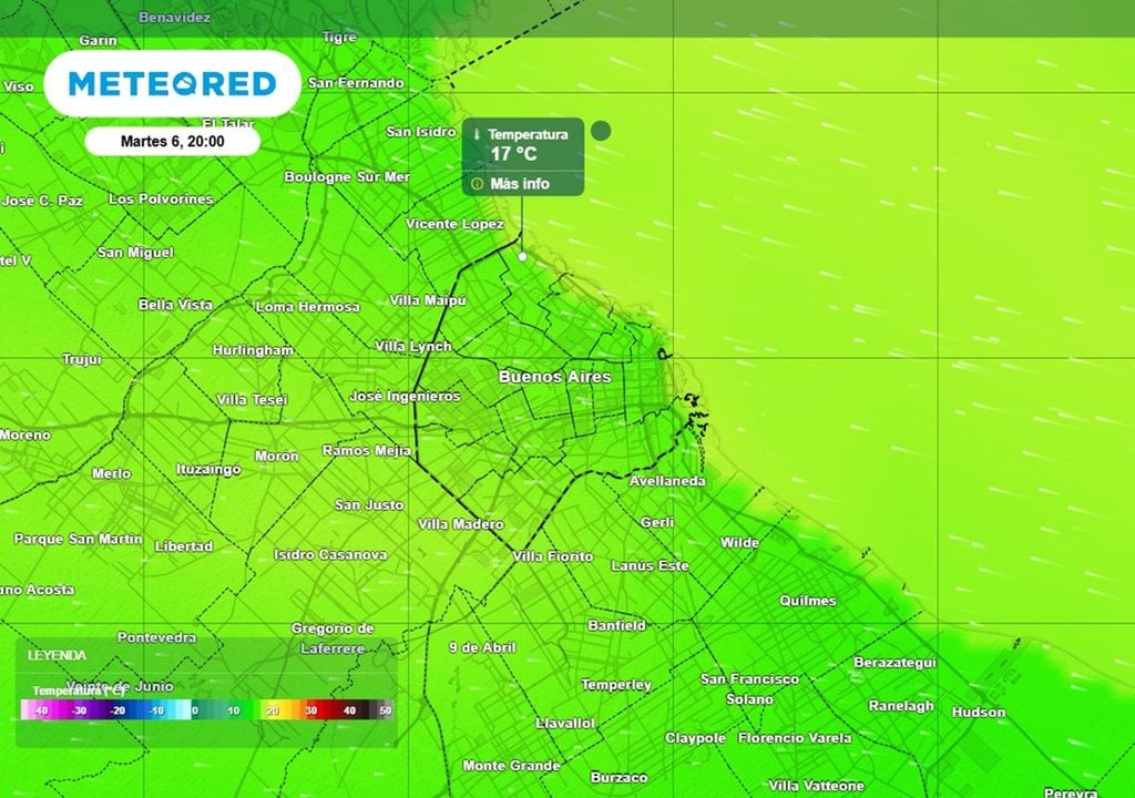 Ambiente fresco a templado y muy húmedo a lo largo de este martes 6 de octubre en Buenos Aires, con ráfagas el este durante la tarde y noche.