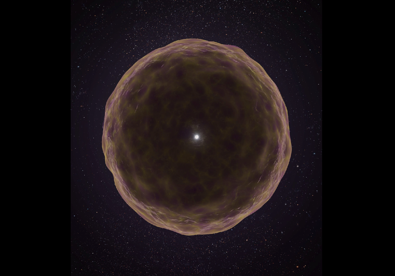 Rappresentazione artistica di una stella molto evoluta che avendo soffiato via i suoi strati esterni ha messo a nudo il suo nucleo di silicio e ossigeno. Credit: Keck Observatory/Adam Makarenko)