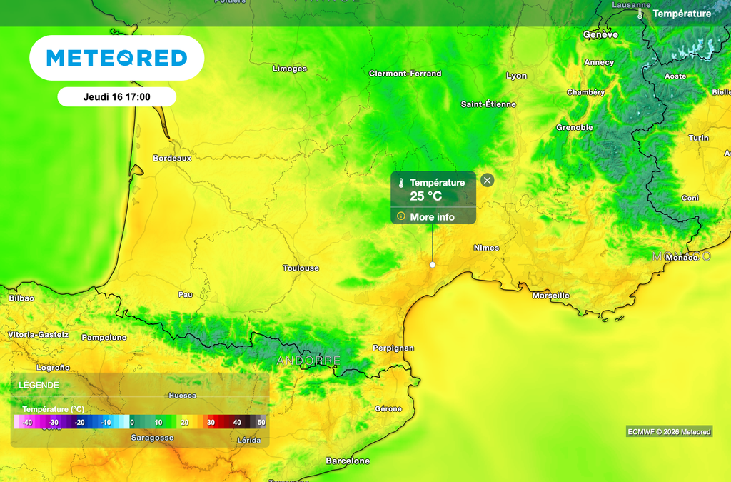 25 degrés jeudi près de la Méditerranée.