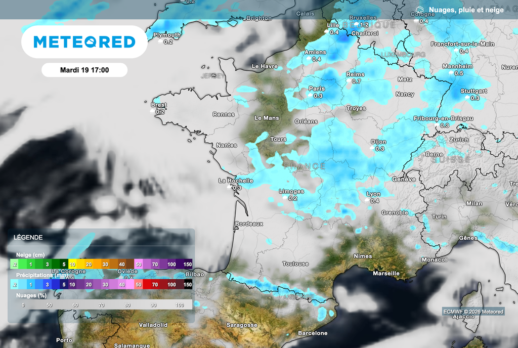 Météo encore pluvieuse mardi prochain sur le nord de la France !
