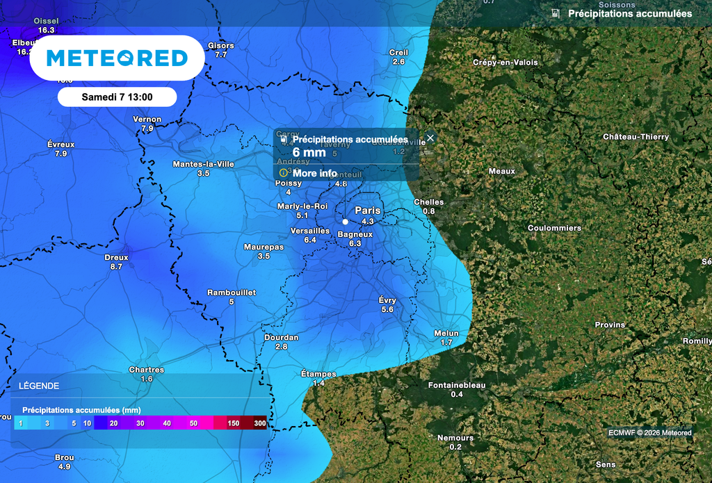 Des précipitations très faibles cette semaine au-dessus de l'Île-de-France.