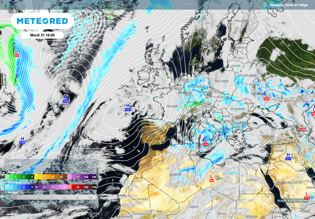 Une cellule anticyclonique s'invitera pour le début de semaine prochaine, protégeant surtout l'ouest du pays. Une cellule anticyclonique s'invitera pour le début de semaine prochaine, protégeant surtout l'ouest du pays.