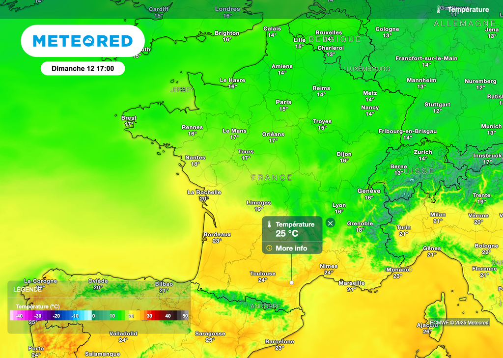 Des pointes à 25 degrés dans le sud du pays au cours des prochains jours ! Des pointes à 25 degrés dans le sud du pays au cours des prochains jours !