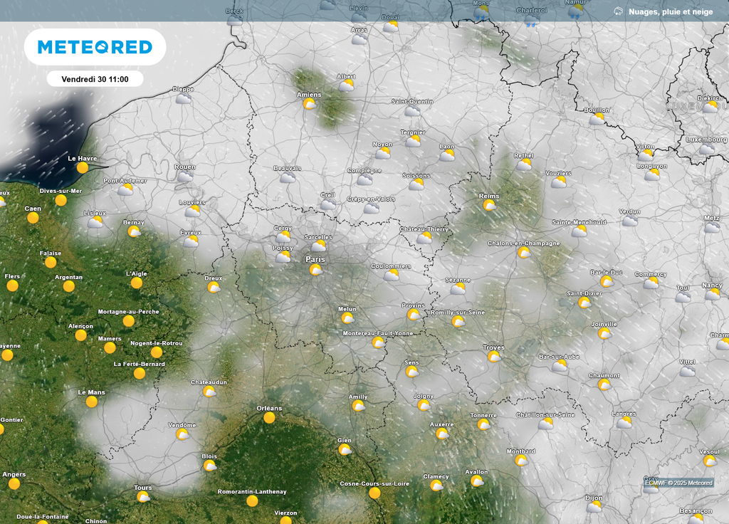Vendredi Paris nébulosité