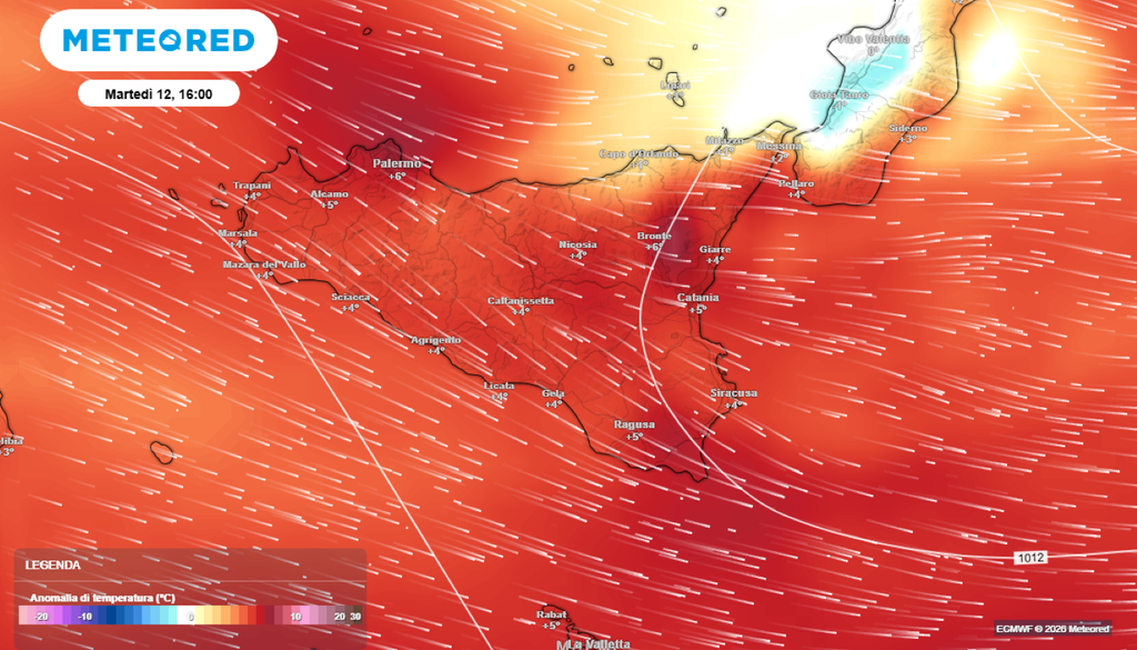 In Sicilia si potranno raggiungere temperature massime fino a oltre +30°C +32°C localmente.