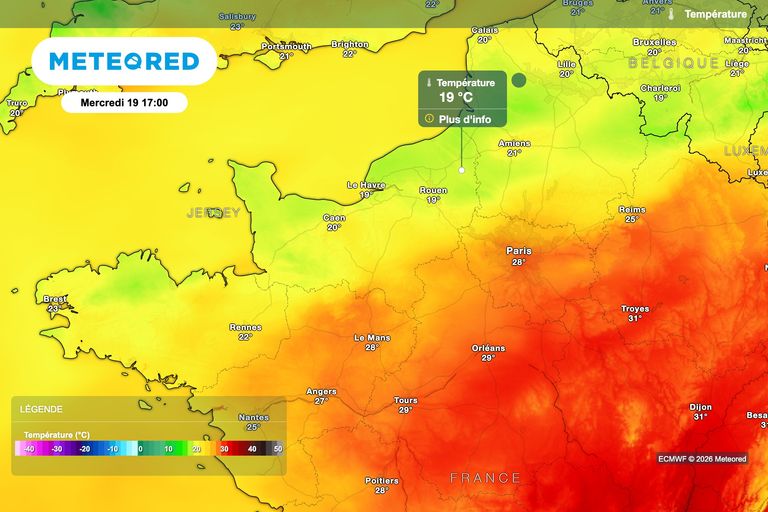 M&eacute;t&eacute;o : apport d'air oc&eacute;anique en France, les temp&eacute;ratures vont chuter demain dans ces 5 r&eacute;gions
