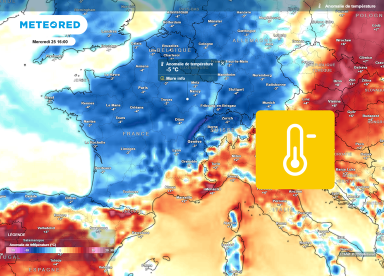 M&eacute;t&eacute;o : apr&egrave;s un pic de douceur mardi en France, retour en force du froid, jusqu'&agrave; 10&deg;C de perdus en 24h !