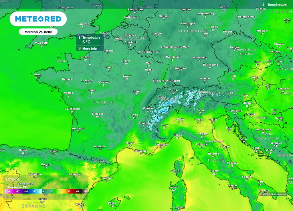 Mercredi après-midi, vers 16h, les températures auront parfois chuté de 10°C par rapport à la veille, nous renvoyant à des valeurs dignes d'une mi-février !