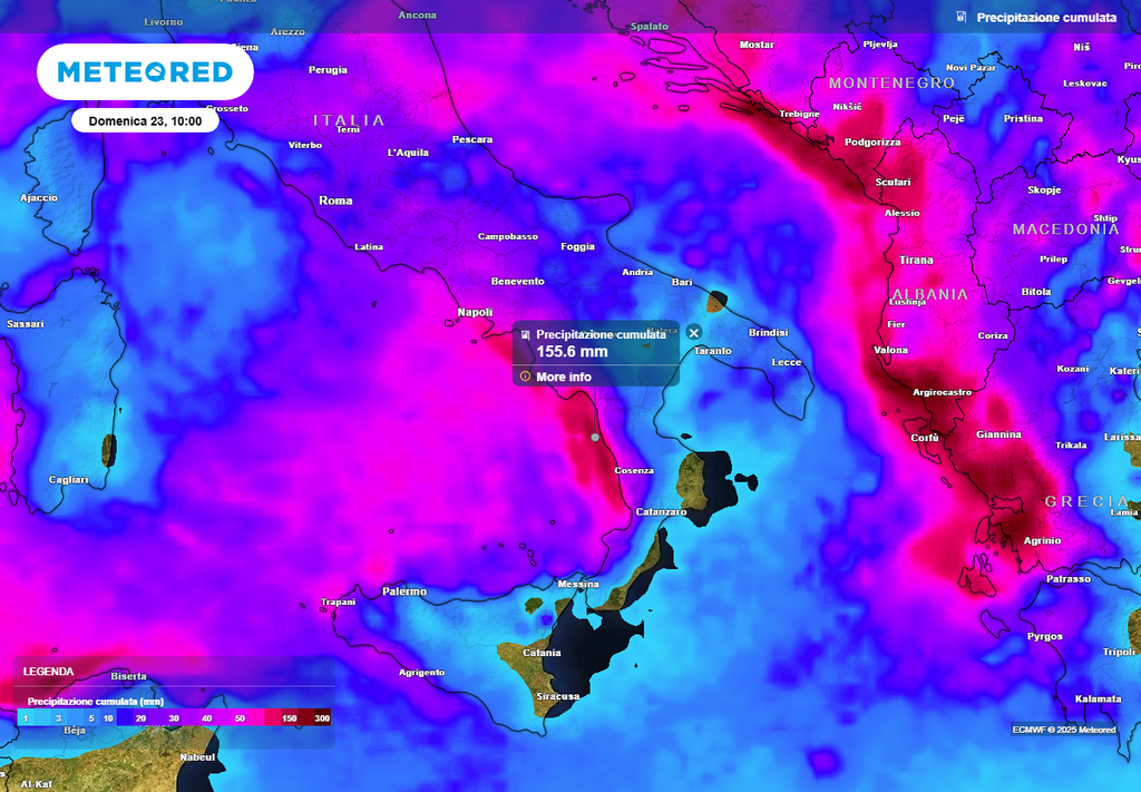 Accumuli di pioggia importanti per il weekend