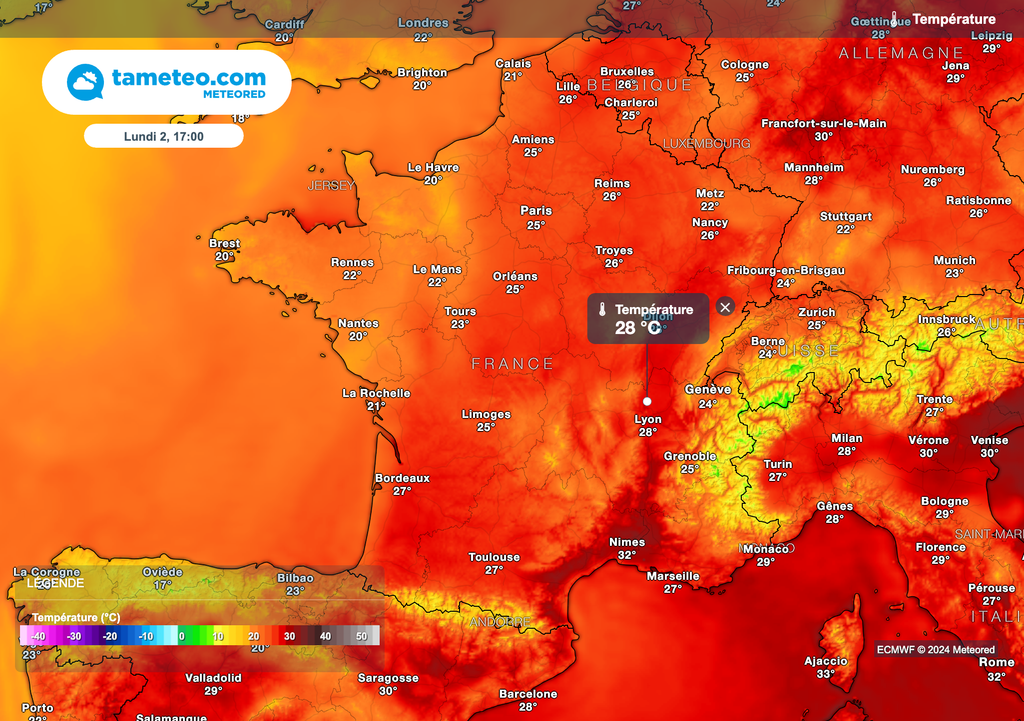 Températures encore estivales sur une large partie du territoire.