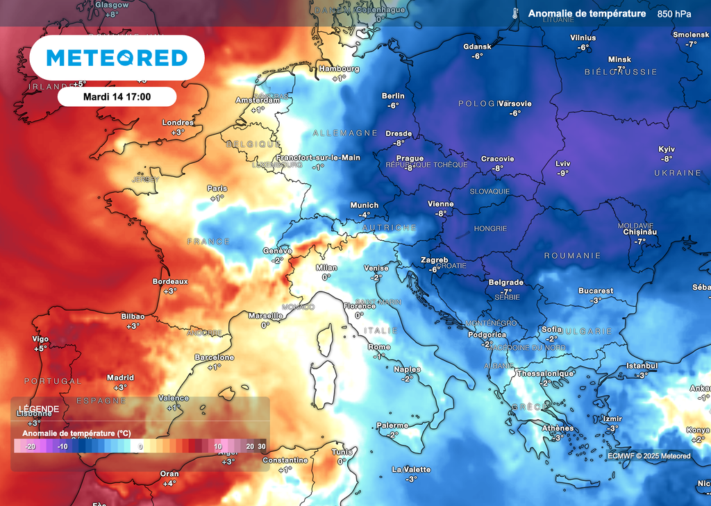 Arrivée d'un air un peu plus froid la semaine prochaine sur la France.