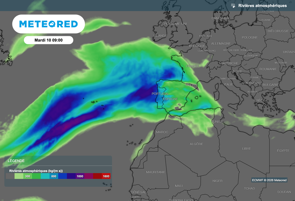 Arrivée d'une rivière atmosphérique ce mardi sur la France.