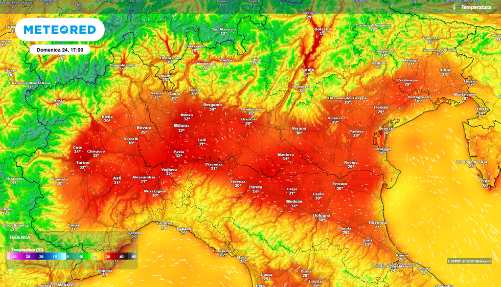 Temperature in aumento sull'Italia in questo weekend Oltre i 30°C su gran parte della Pianura Padana