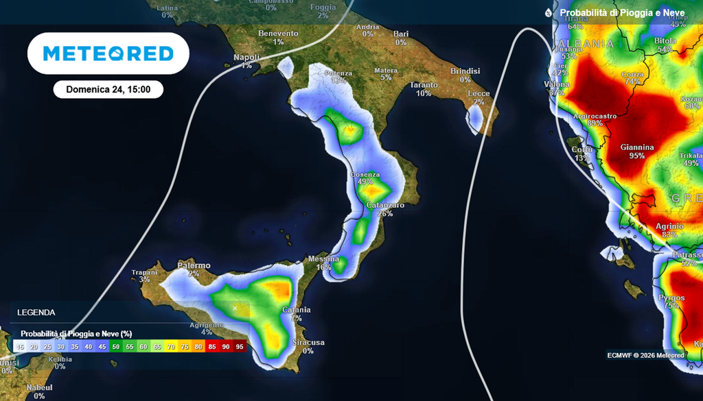 Domenica 24 maggio, nel pomeriggio, possibilità di temporali tra Sicilia e Calabria.