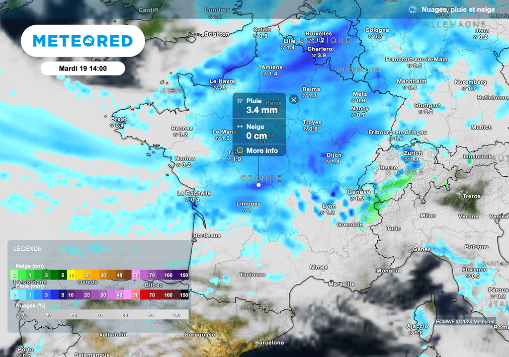 Des pluies mardi sur une grande partie du pays.
