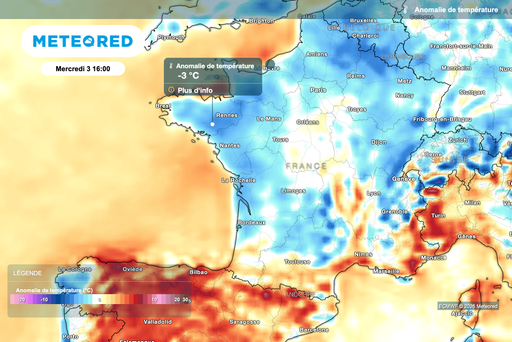 M&eacute;t&eacute;o : baisse des temp&eacute;ratures en France. Pr&egrave;s de 10 grandes villes sous les 20&deg;C ce mercredi 3 juin 2026