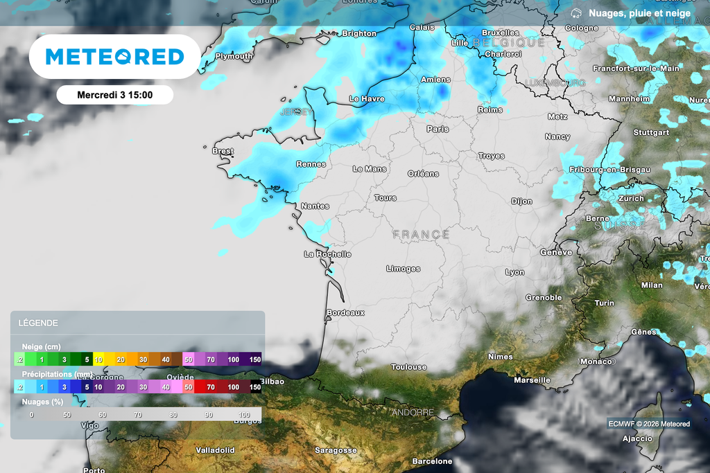 De nouvelles pluies dans le nord-ouest de la France ce mercredi. De nouvelles pluies dans le nord-ouest de la France ce mercredi.