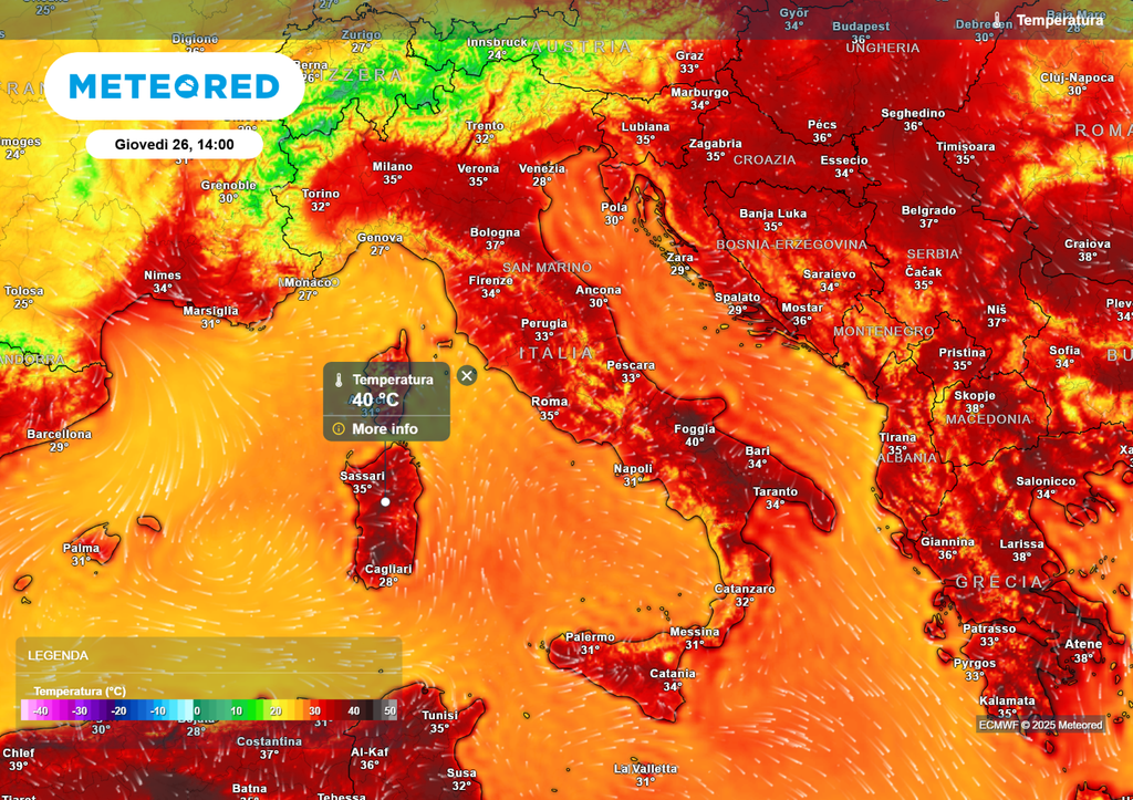 Temperature giovedì Temperature giovedì