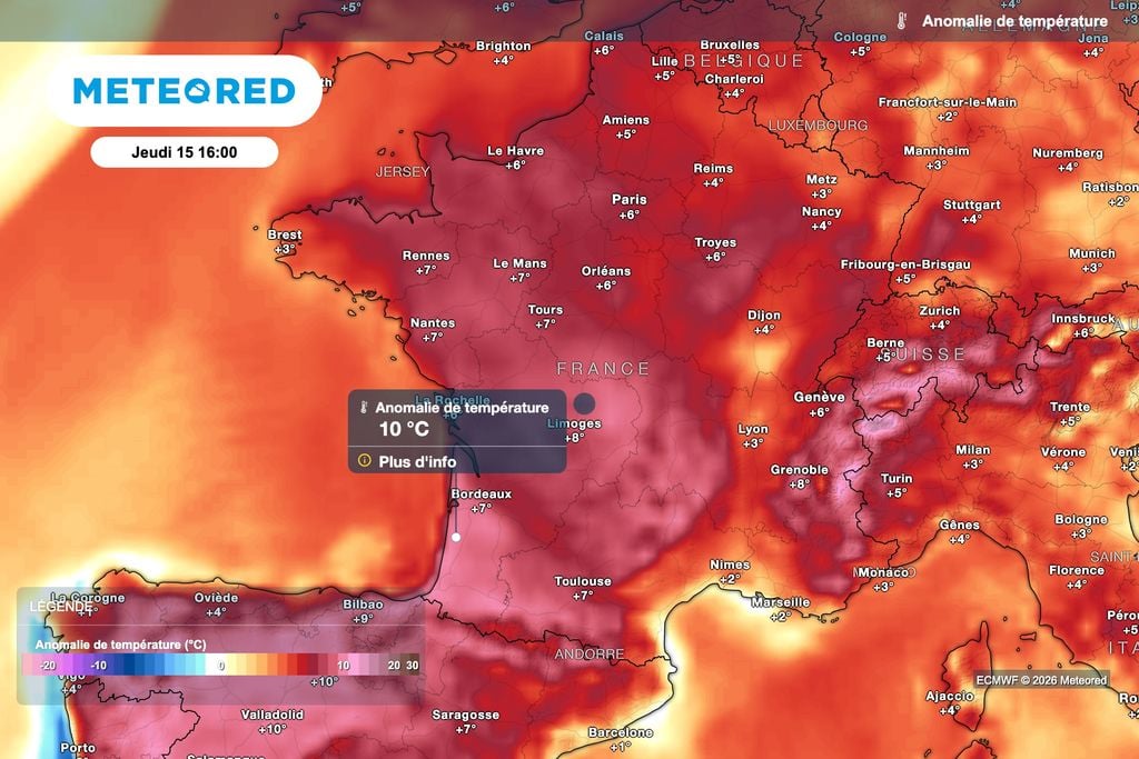 Des températures anormalement élevées sont attendues jeudi après-midi en France. Des températures anormalement élevées sont attendues jeudi après-midi en France.