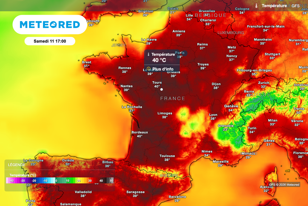 Poursuite de la canicule entre dimanche et le début de semaine prochaine. Poursuite de la canicule entre dimanche et le début de semaine prochaine.