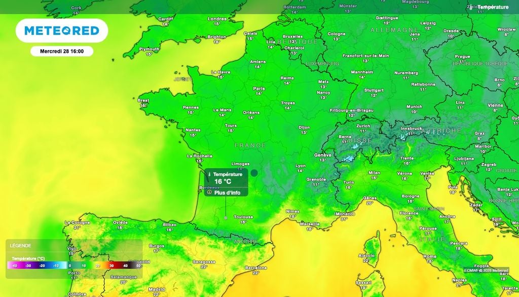 Chute des températures cet après-midi : près de 10 degrés de moins localement par rapport à hier ! Chute des températures cet après-midi : près de 10 degrés de moins localement par rapport à hier !
