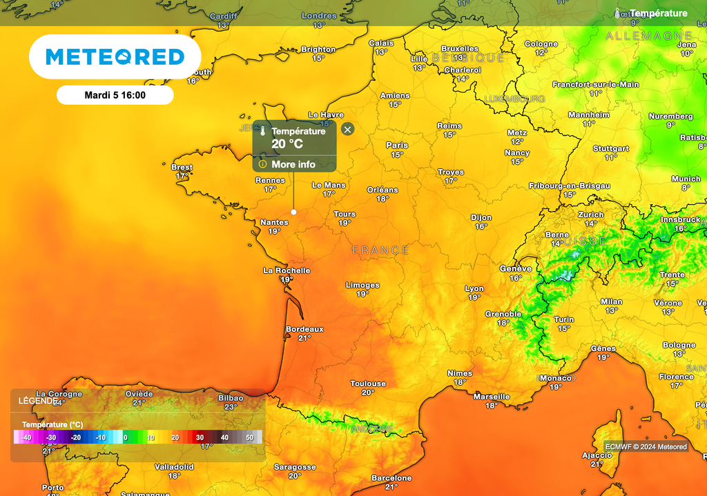 Grande douceur en début de semaine ! Une vingtaine de degrés dans les Pays de la Loire. Grande douceur en début de semaine ! Une vingtaine de degrés dans les Pays de la Loire.