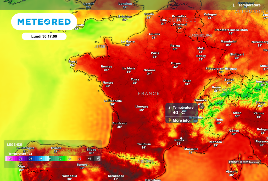 Des pointes à 40 degrés à nouveau prévues cet après-midi dans le sud-est.