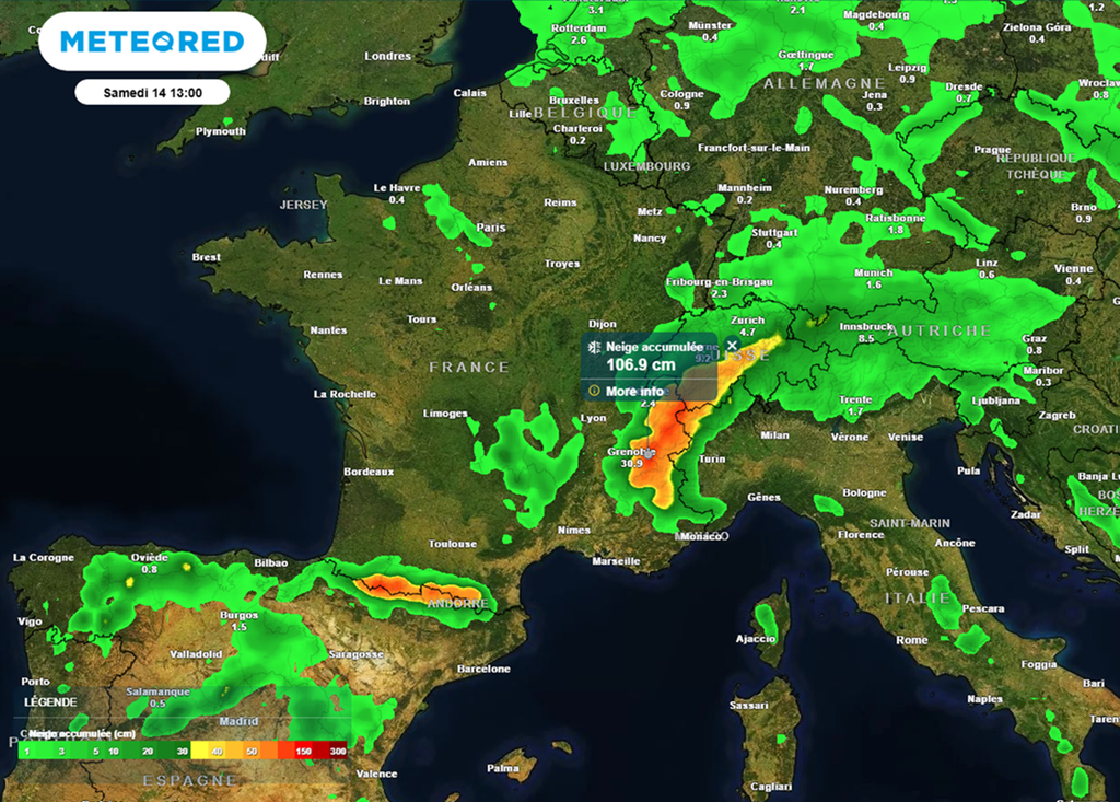 Qui dit pluie en plaine, dit neige en montagne... Les cumuls seront parfois conséquents cette semaine !