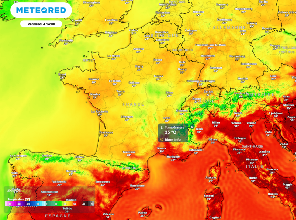Vendredi, seuls les départements méditerranéens conserveront des températures supérieures à 30°C.