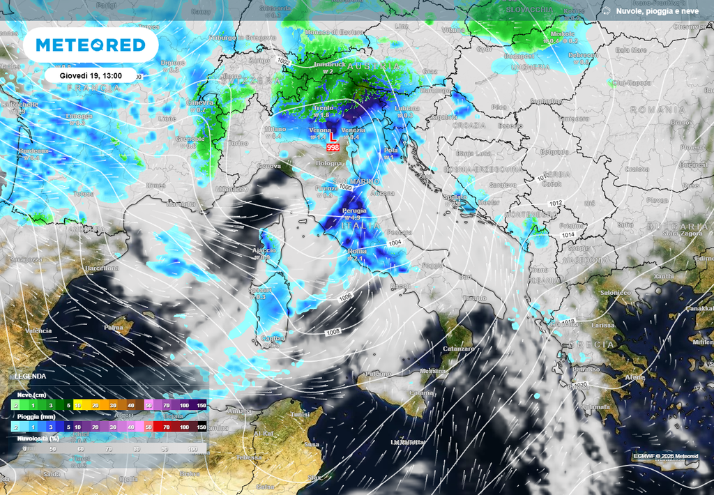 Ciclone Pedro in azione sull'Italia Il movimento del ciclone nelle prossime ore