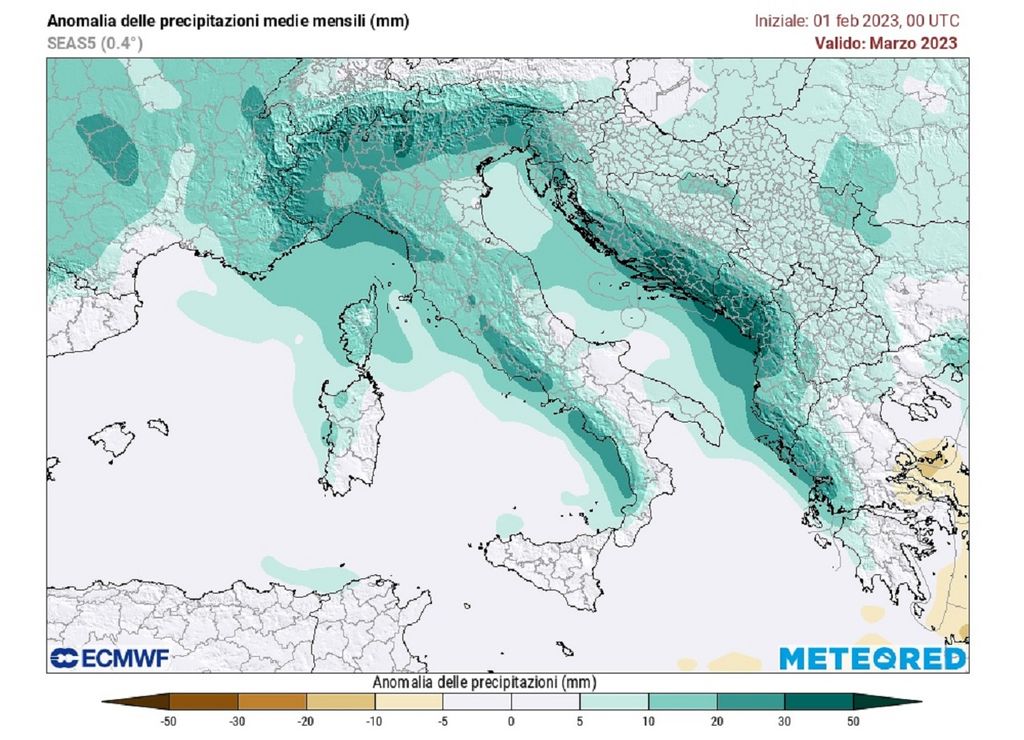pioggia anomalie ecmwf