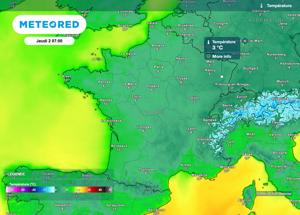 Températures bien fraîches jeudi matin.