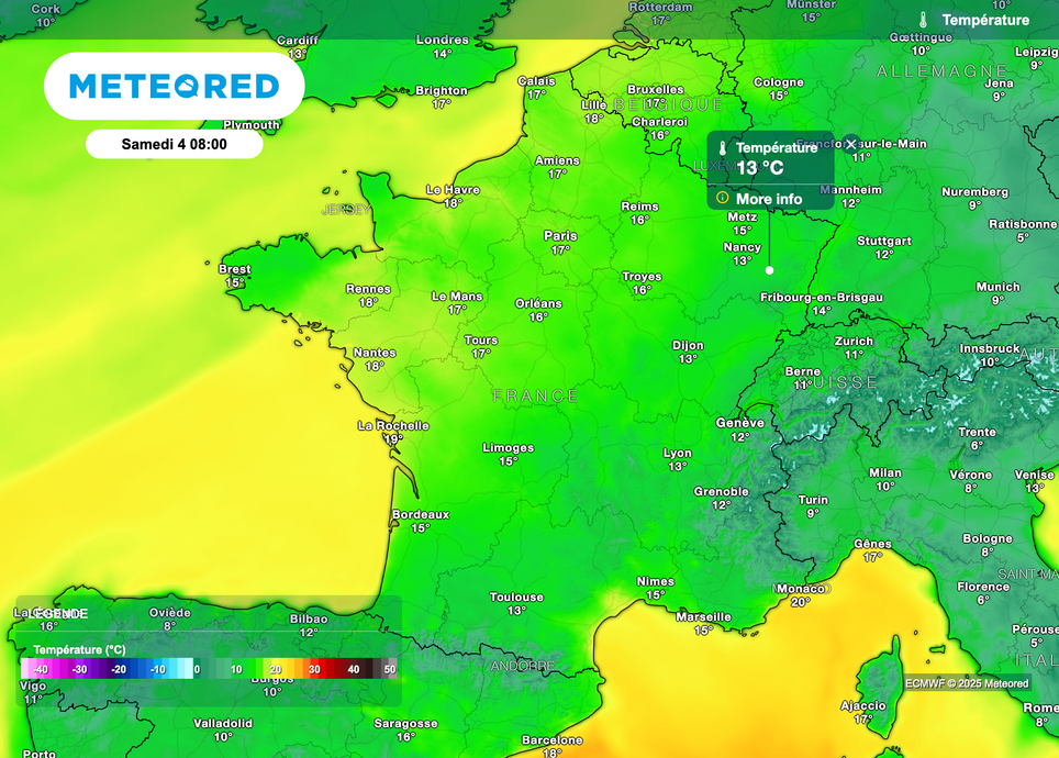 Très nette hausse des températures samedi matin dans le nord-est de la France.