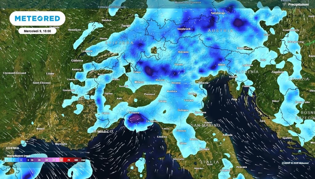 Entro mercoledì 9 settembre tutto il Nord Italia sarà raggiunto dalla perturbazione